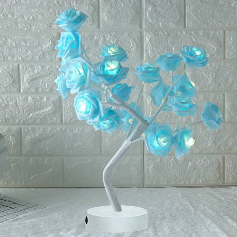 Rose Flower Lamp USB Battery Operated LED Table Lamp Bonsai Tree Night Lights Garland Bedroom Decoration Lights Home Decor