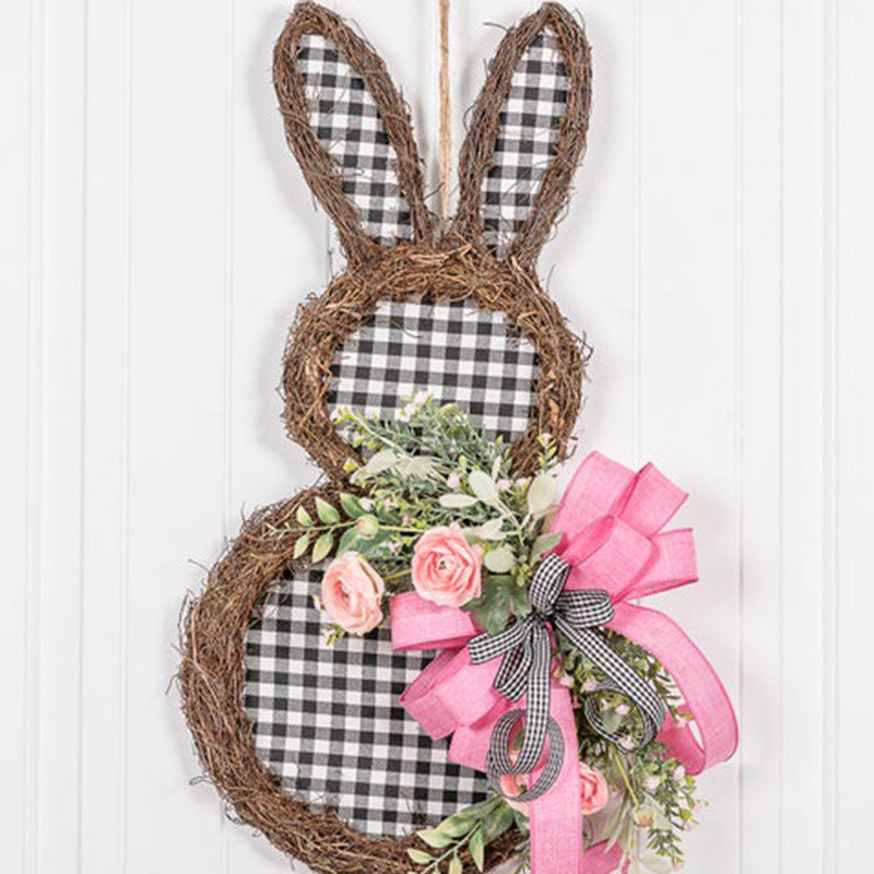 Easter Bunny Wreath Rattan Circle Easter Decoration